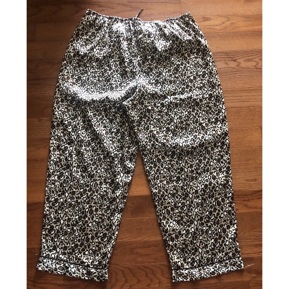 Gilligan & O'Malley Satin Sleep Pants Leopard Print Women's Size XXL